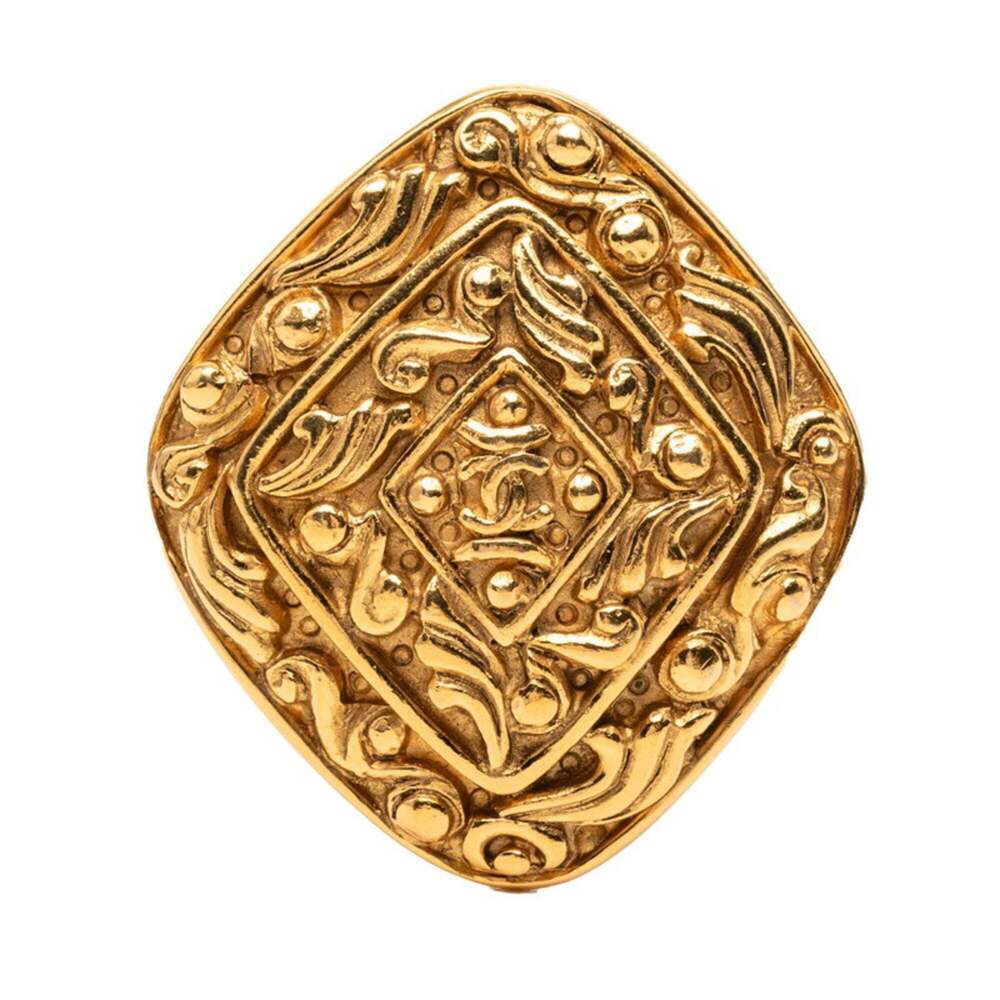 CHANEL Vintage Gold Logo Brooch